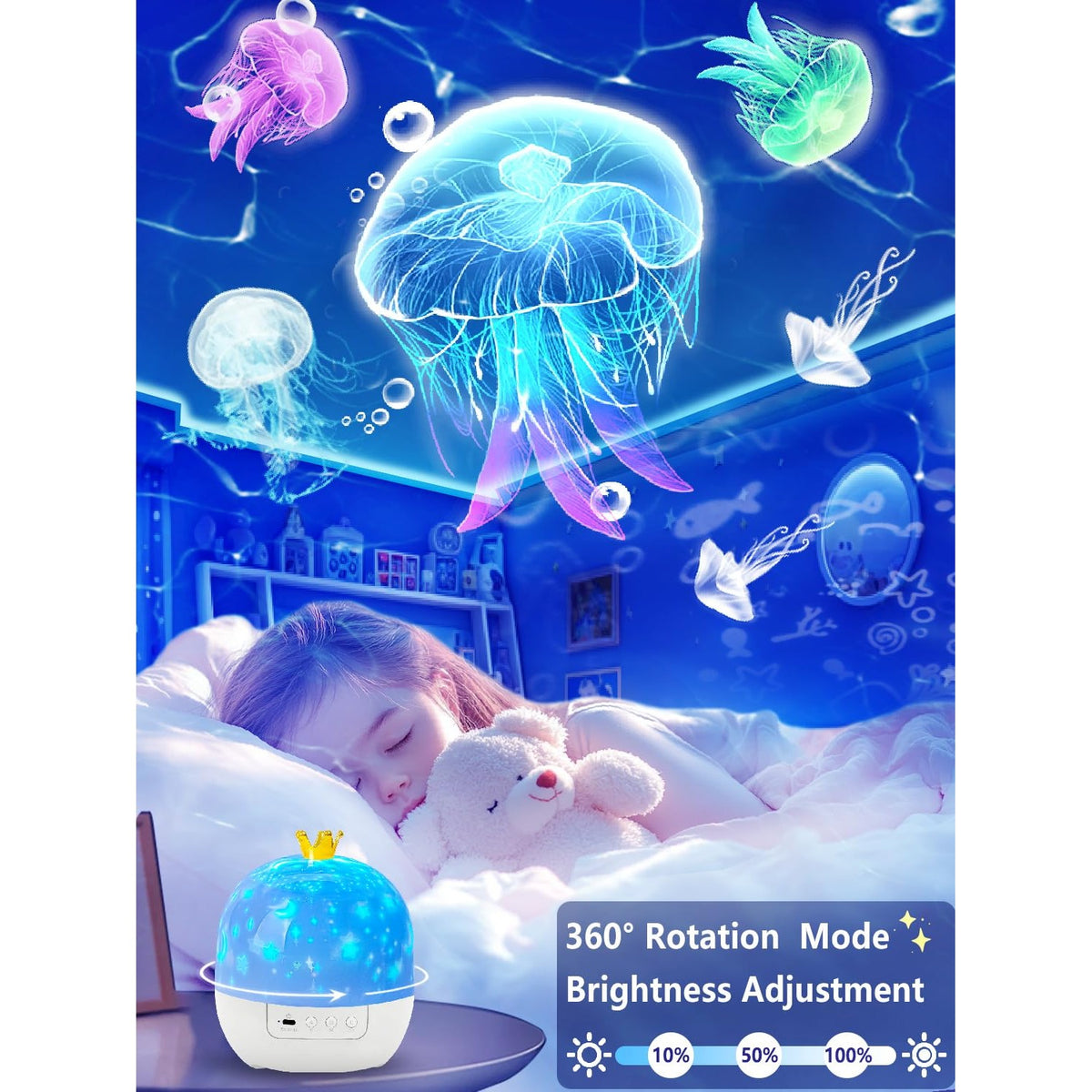 Transform your child's room with the Projector Night Light for Kids from Curat Cart, featuring high-quality official packaging and adjustable brightness.