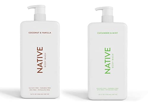 Buy now Native Body Wash | Coconut & Vanilla, Cucumber & Mint - 36 oz bottle with pump - Pack of 2 at indiglob india