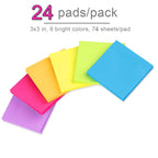 Colorful sticky notes memo pads in 6 bright colors, 24 pads per pack, 100% Authentic and available at Curat Cart in India.