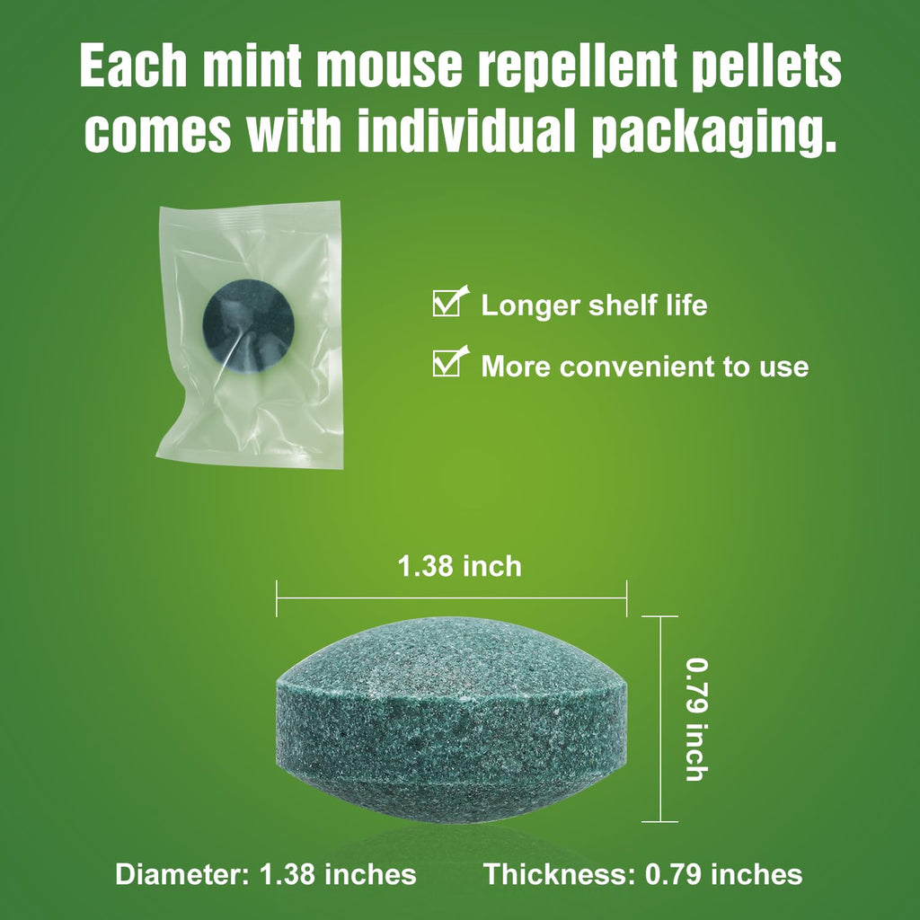Natural Peppermint Oil Rodent Repeller pellets in individual packaging, perfect for convenient use. Shop now at Curat Cart.