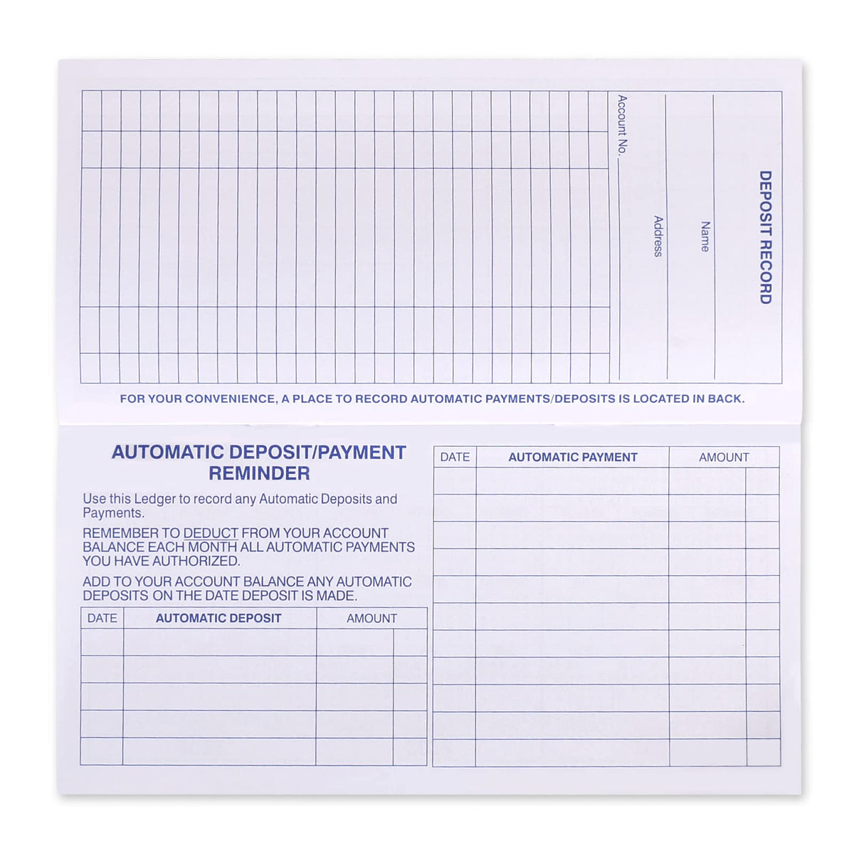 Exclusive check registers for personal checkbook, specially curated by Curat Cart, featuring automatic deposit/payment reminders.