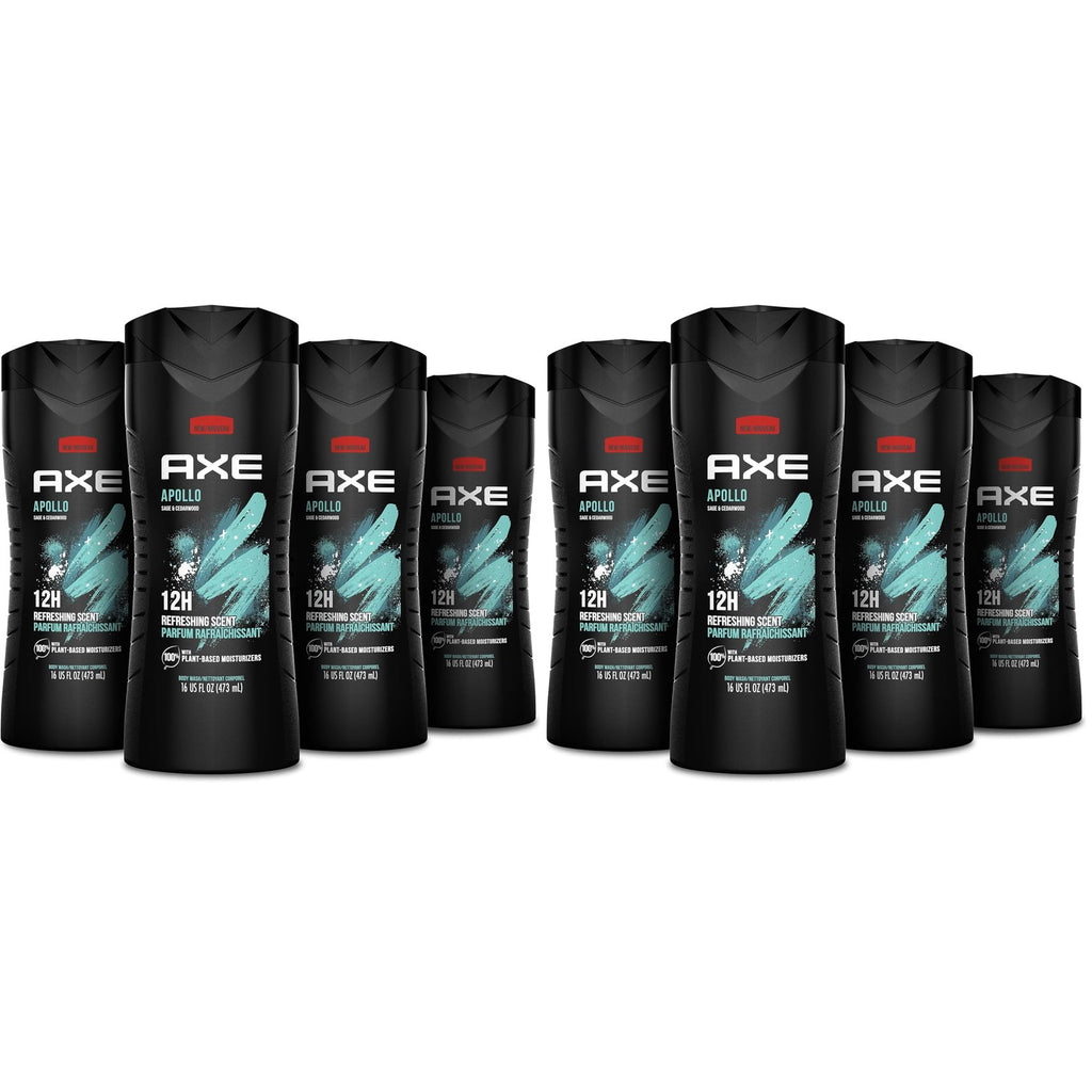 AXE Sage & Cedarwood Body Wash Apollo 4 Count 16 fl oz | For Long Lasting Freshness Men's Body Wash with Odor-Busting Prebiotics