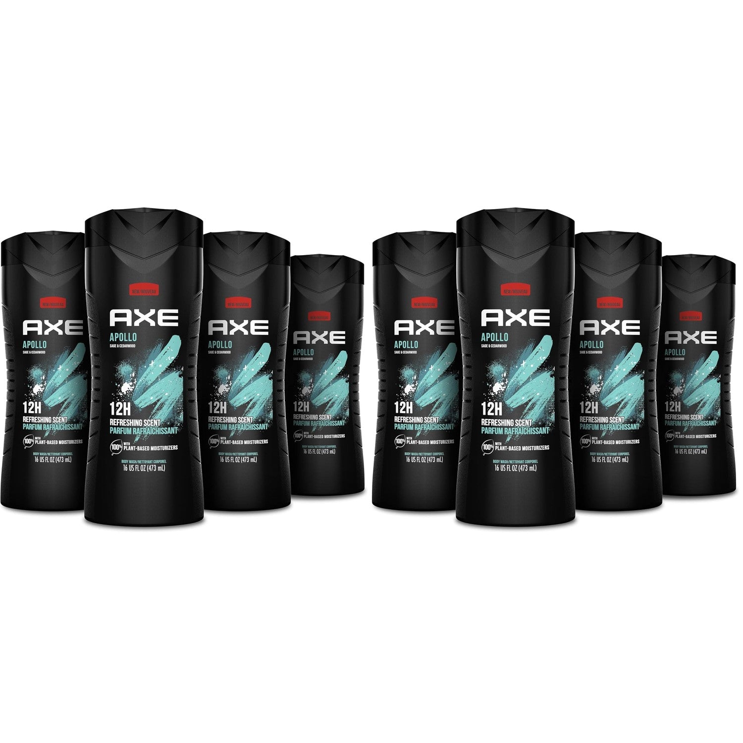 AXE Sage & Cedarwood Body Wash Apollo 4 Count 16 fl oz | For Long Lasting Freshness Men's Body Wash with Odor-Busting Prebiotics
