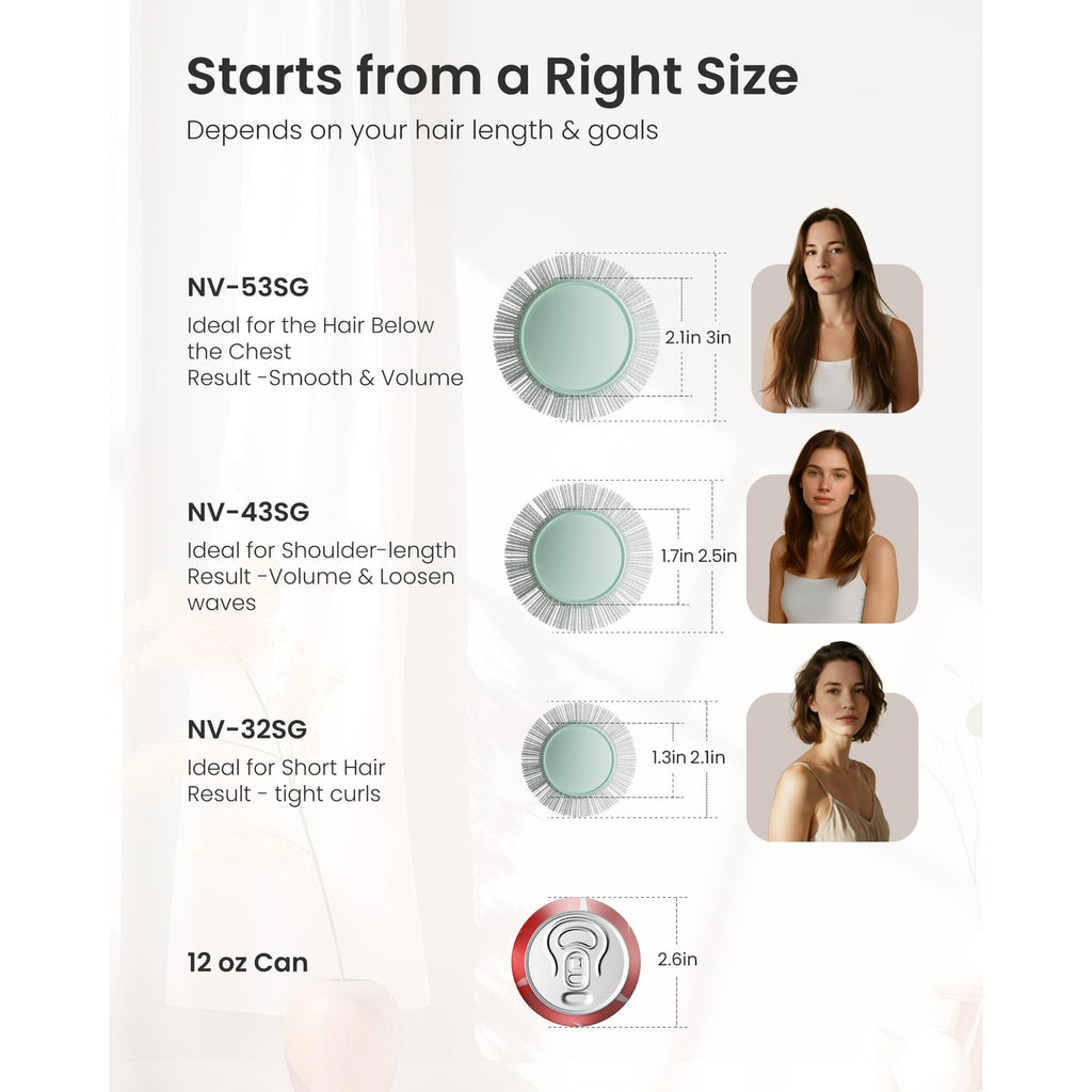 AIMIKE NaturaVol Small Round Brush for Blow Drying Short Hair and Bangs | 1.3"Barrel (2.1" with Bristles), Nano Thermal Ceramic Tech for Blow Out, Round Hair Brush for Smooth & Curl Styling At Home