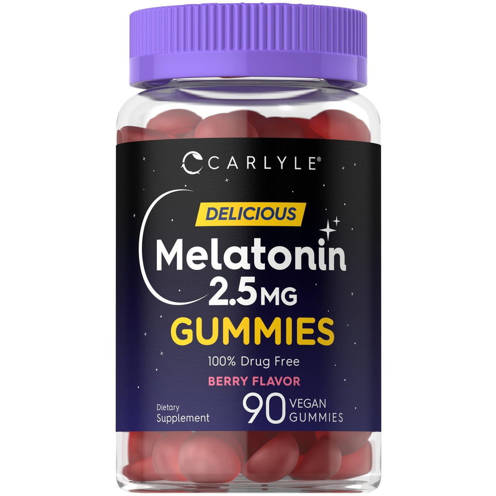 Carlyle Melatonin 2.5 mg Gummies | 90 Count | Berry Flavor | Vegan, Non-GMO, Gluten Free Gummy Supplement