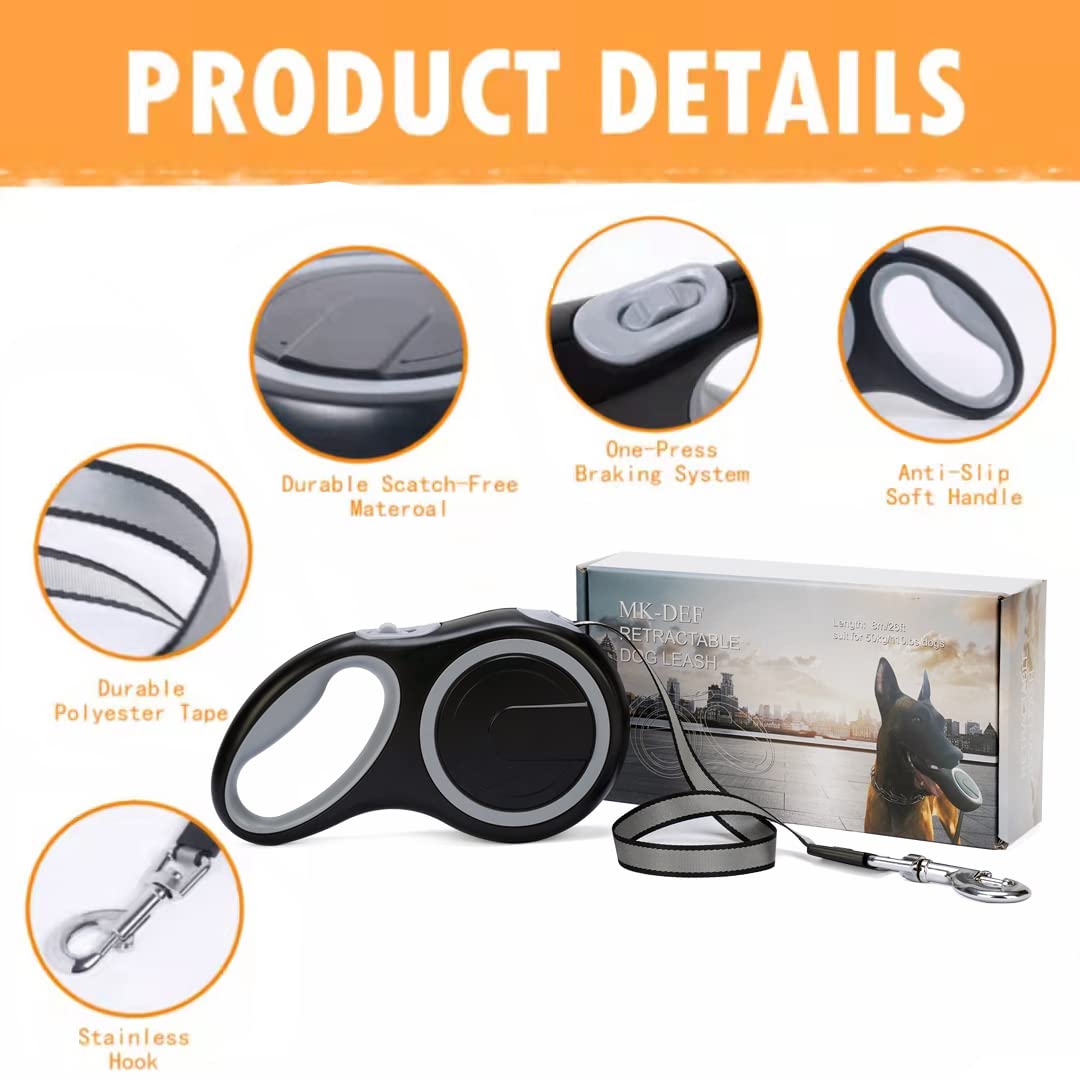Retractable dog leash with durable scratch-free material and anti-slip handle, packaged beautifully at Curat Cart.