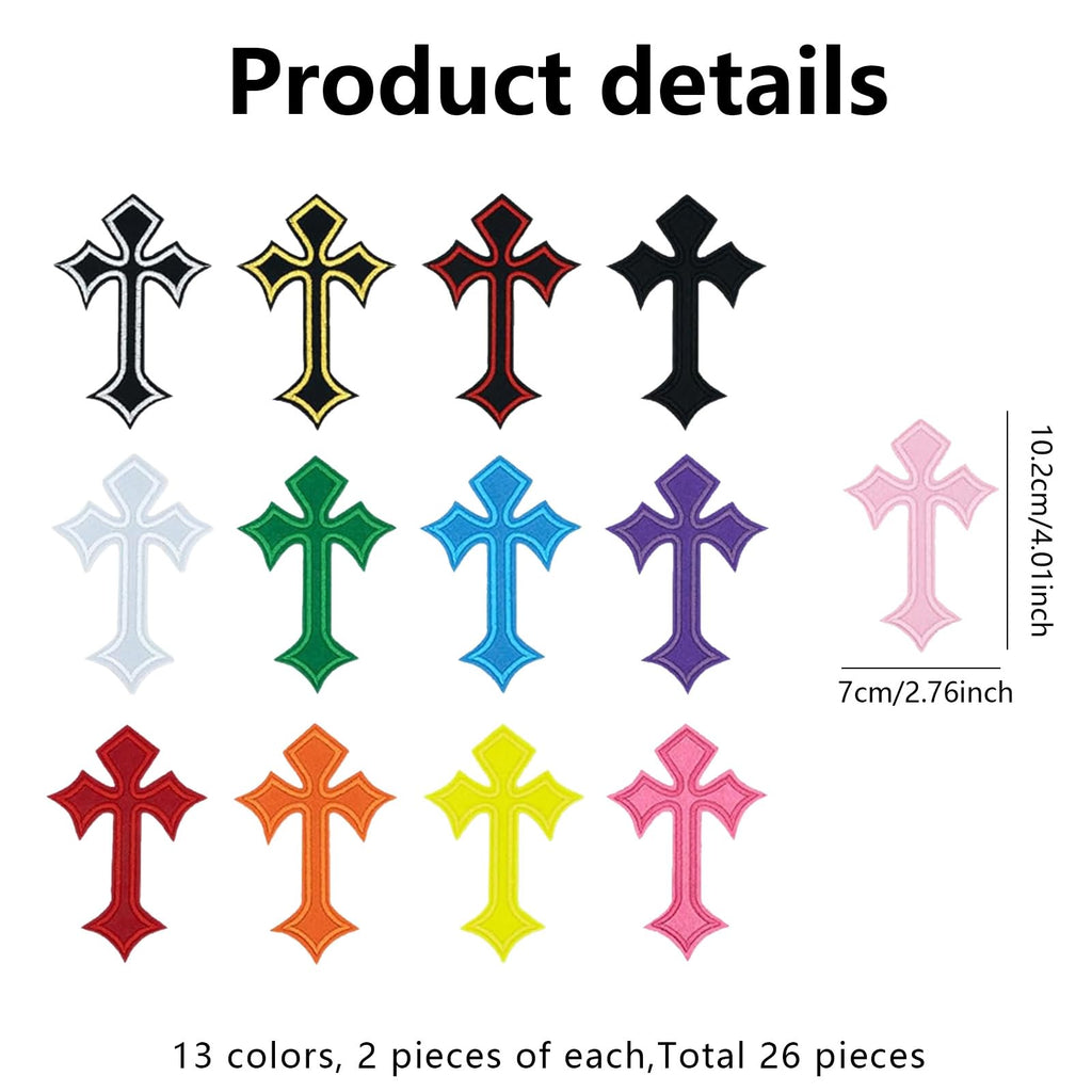 Cross iron-on patches for clothing in 13 colors, 100% authentic, available in India at Curat Cart.