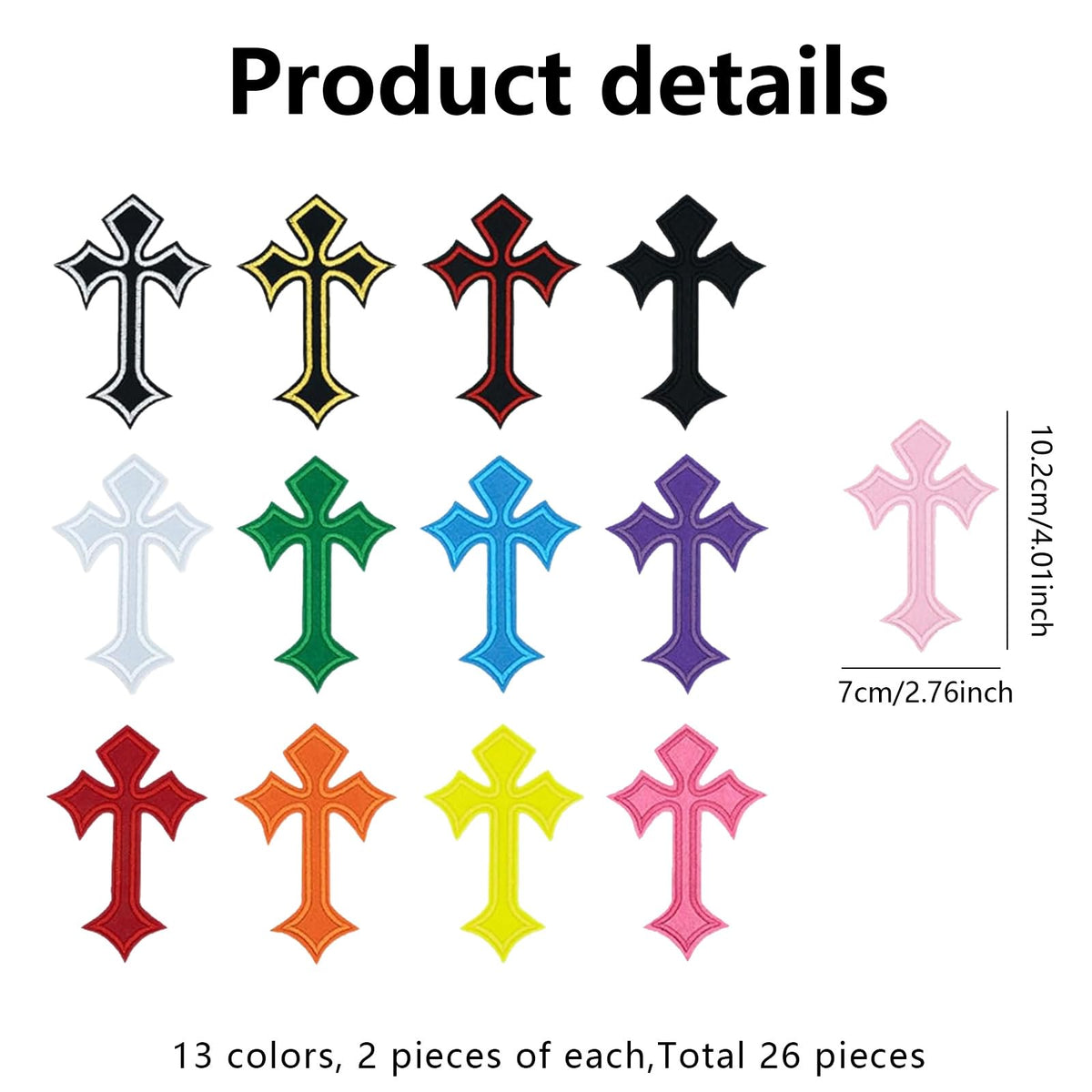 Cross iron-on patches for clothing in 13 colors, 100% authentic, available in India at Curat Cart.