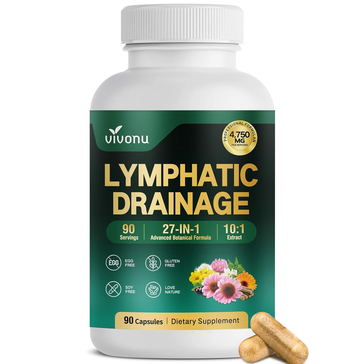 Premium import Lymphatic Drainage Supplements from Curat Cart, featuring advanced botanical formula in 90 capsules.