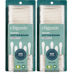 Cliganic Organic Cotton Swabs, 1500 Count - 100% Pure Natural Cotton, Chlorine-Free Hypoallergenic, Soft, Gentle & Absorbent Buds