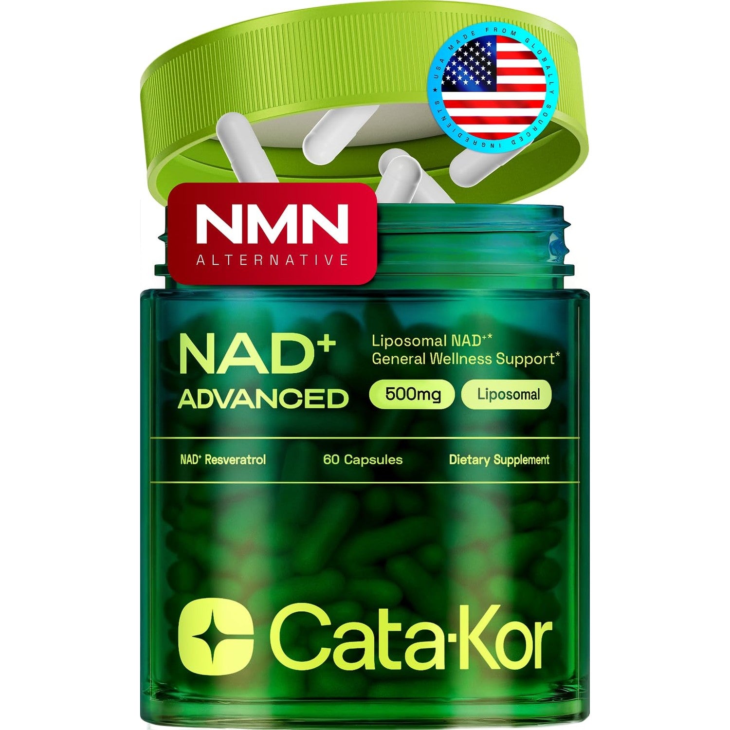Cata-Kor Liposomal NAD Resveratrol Supplement – NMN Supplement Alternative – Third-Party Tested – Advanced NAD Supplement for Women & Men – 30-Day Supply
