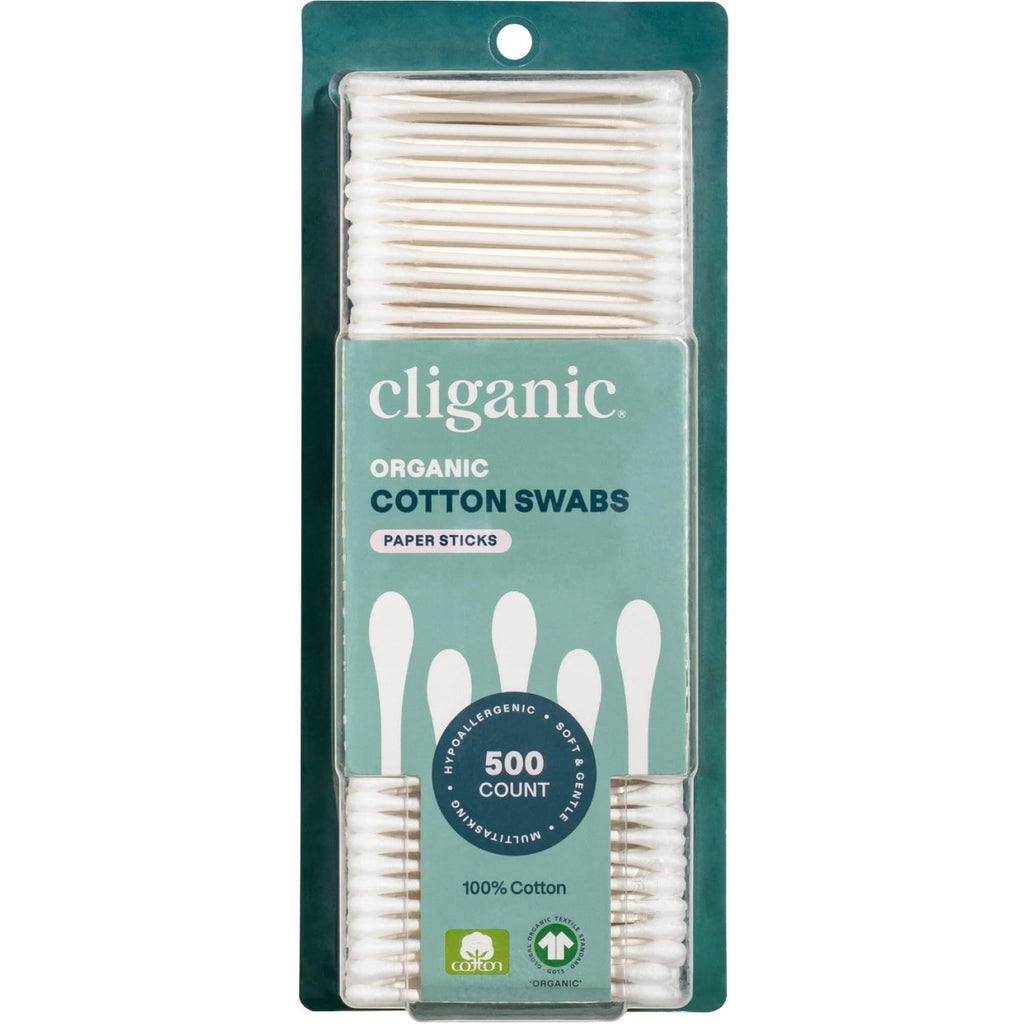 Cliganic Organic Cotton Swabs, 1500 Count - 100% Pure Natural Cotton, Chlorine-Free Hypoallergenic, Soft, Gentle & Absorbent Buds