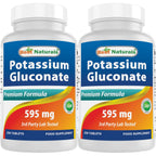 Best Naturals Potassium Gluconate 595 mg 250 Tablets (250 Count (Pack of 2))
