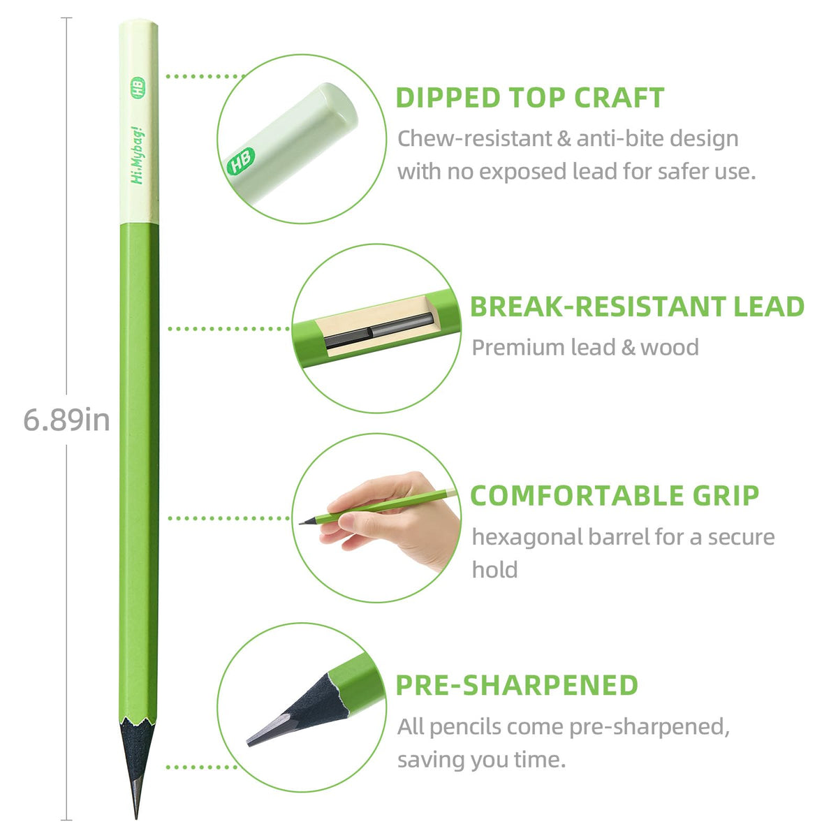 Premium wood pencils, pre-sharpened and break-resistant, available at Curat Cart. Trustworthy quality for your writing needs.