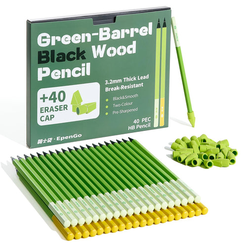 Premium imported Wood Pencils, pre-sharpened and break-resistant, featuring a vibrant green design. Available at Curat Cart.