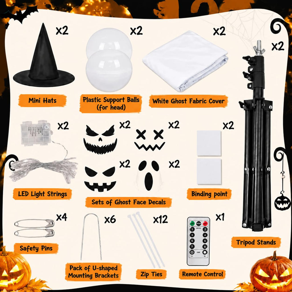 Explore premium imported Halloween decorations with remote control, including ghost decals and LED light strings, available at Curat Cart.