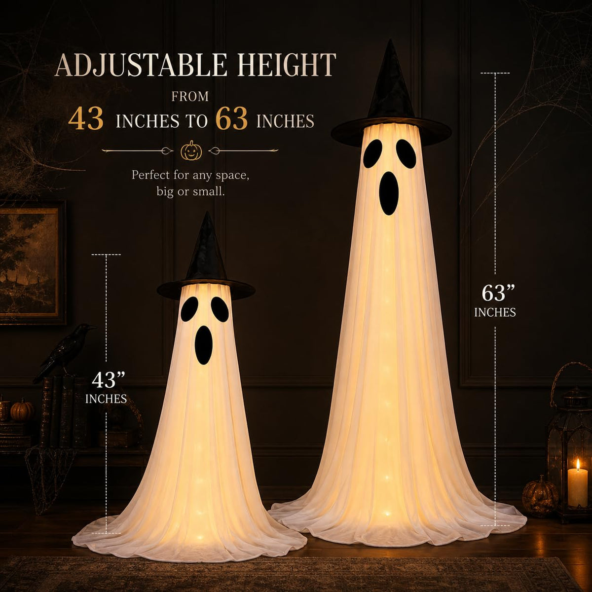 Adjustable height Halloween decorations with remote control, featuring high-quality material, available at Curat Cart.