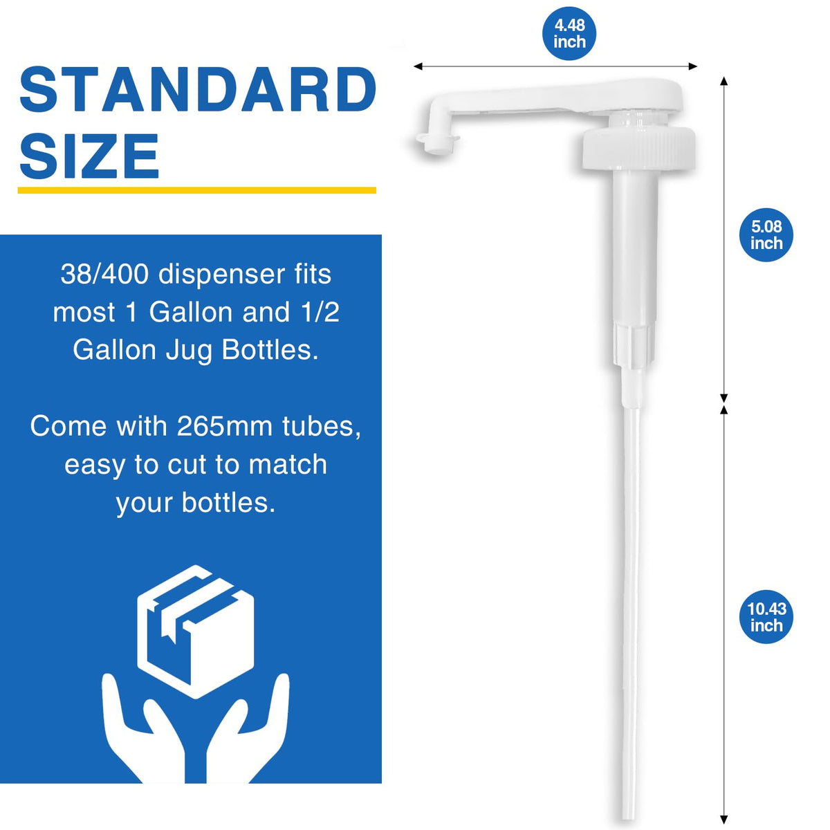 Leak Proof Gallon Jug Syrup Pump in official packaging, designed for easy dispensing from 1 and 2-gallon bottles. Available at Curat Cart.
