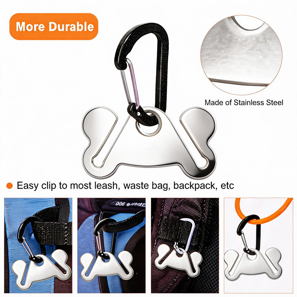 Durable dog poop bag holder dispenser with stainless steel clip. Perfect for leashes and backpacks. Available at Curat Cart.