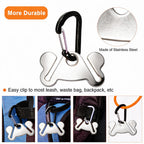 Durable dog poop bag holder dispenser with stainless steel clip. Perfect for leashes and backpacks. Available at Curat Cart.