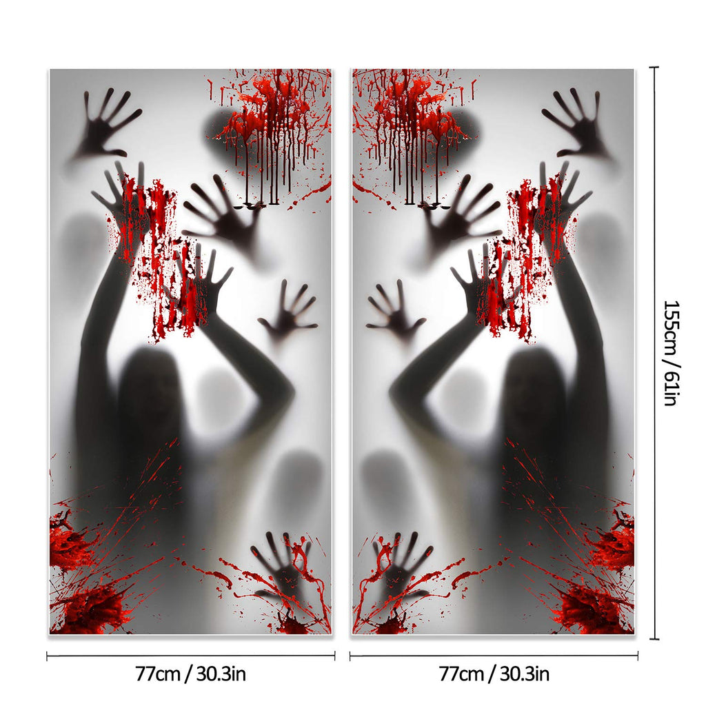 Spooky Halloween Haunted House Decoration featuring bloody handprints, 100% Authentic, available at Curat Cart in India.