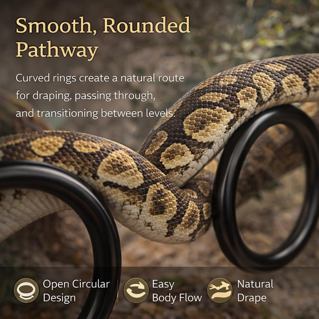 Curved Snake Climbing Rings for Python enhance natural draping and movement. Perfect for enriching your pet's habitat. Available at Curat Cart.