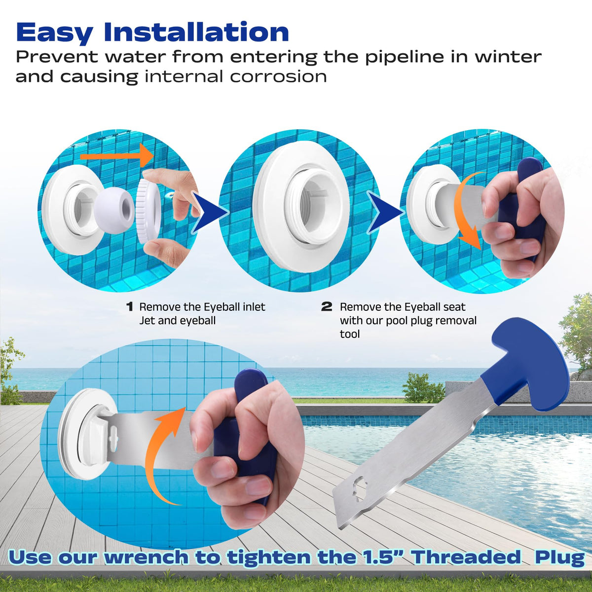 Threaded Pool Plug with Wrench ensures easy installation, preventing corrosion. 100% Authentic, available at Curat Cart in India.