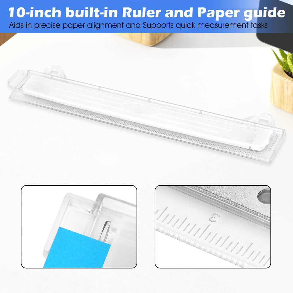Discover the Portable 3 Hole Puncher with a 10-inch built-in ruler for precise alignment, exclusively at Curat Cart.