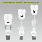 Effortlessly clean your bottles with this multifunctional cup lid and nipple brush set, perfect for daily use from Curat Cart.