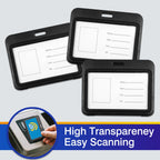 Premium horizontal hard plastic ID badge holders with high transparency for easy scanning, available at Curat Cart.