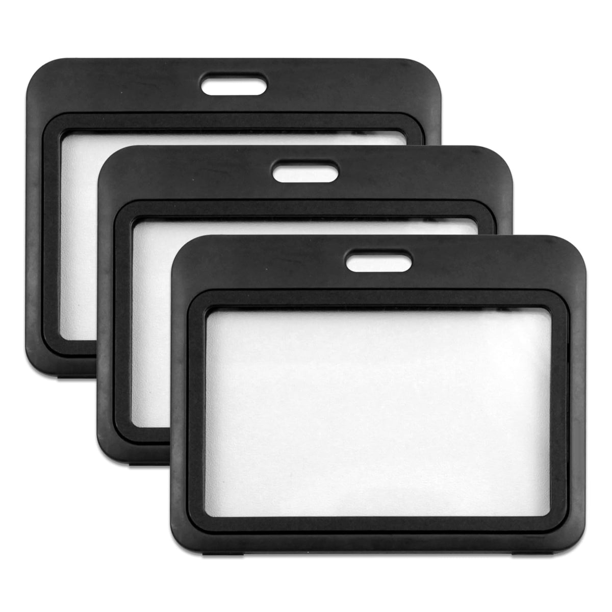 Premium imported horizontal hard plastic ID badge holders, perfect for secure identification at Curat Cart. Durable and stylish.