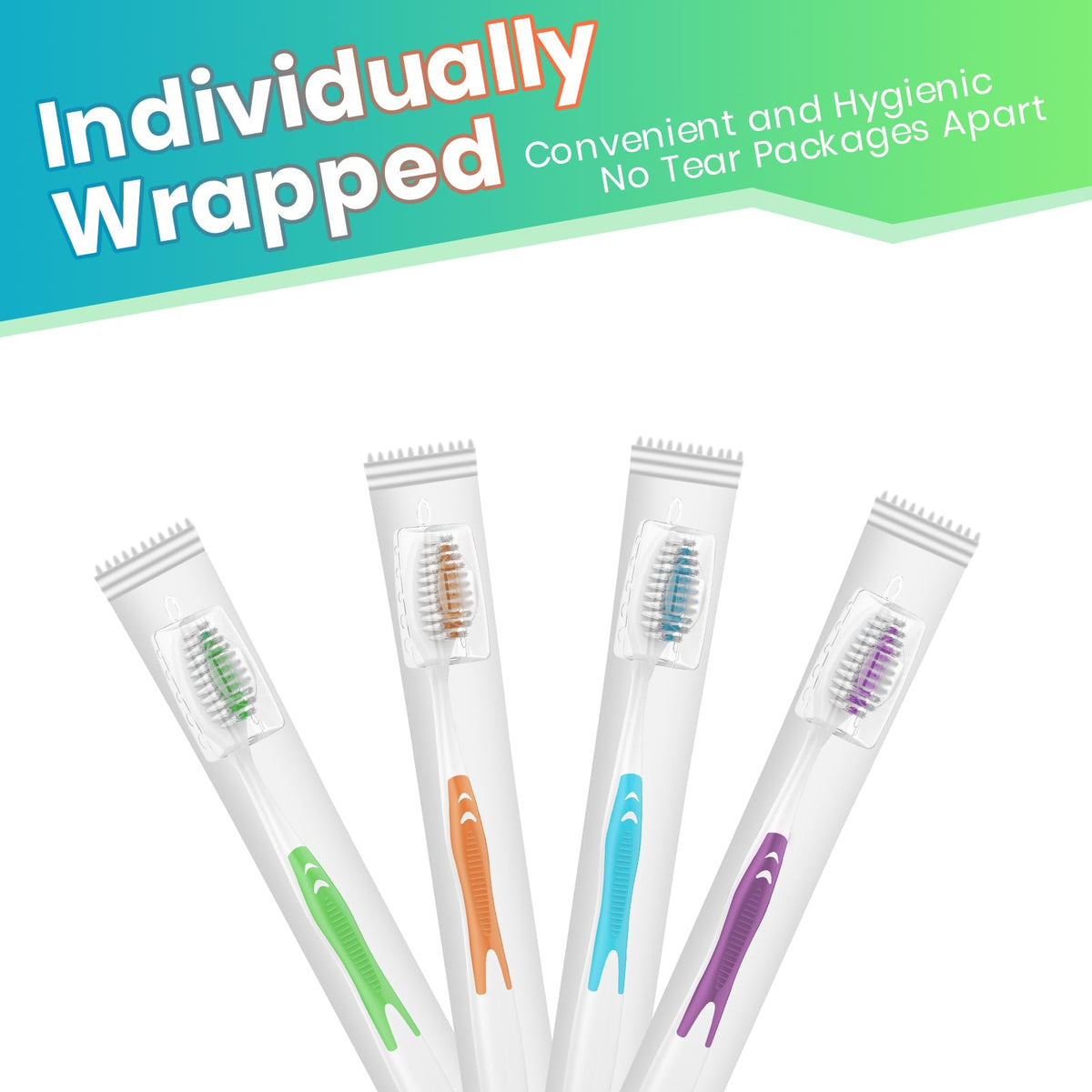 Bulk toothbrushes with covers, individually wrapped for hygiene. Available at Curat Cart, combining quality and convenience.
