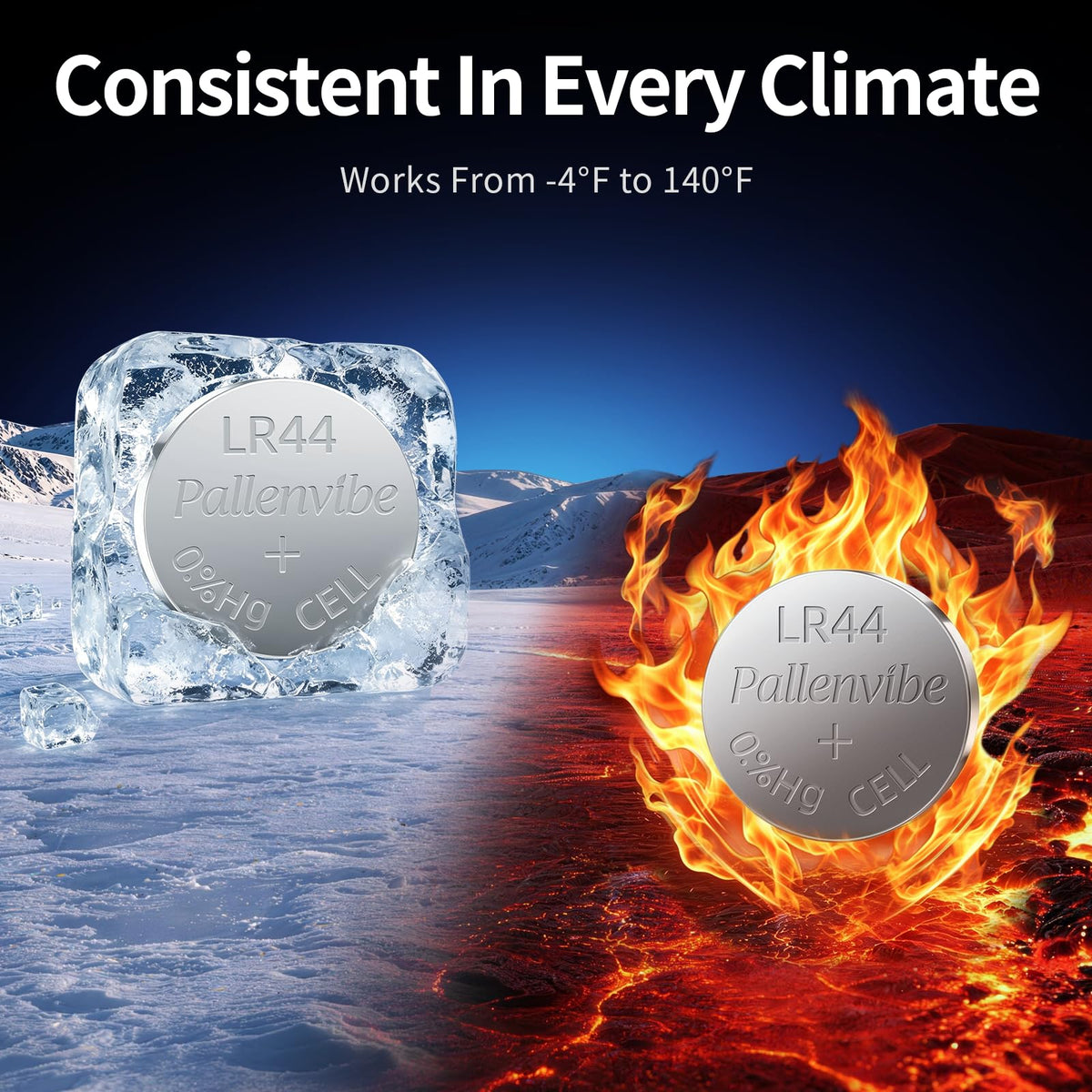Premium imported LR44 Button Coin Cell Battery performs consistently from -4°F to 140°F. Available at Curat Cart.