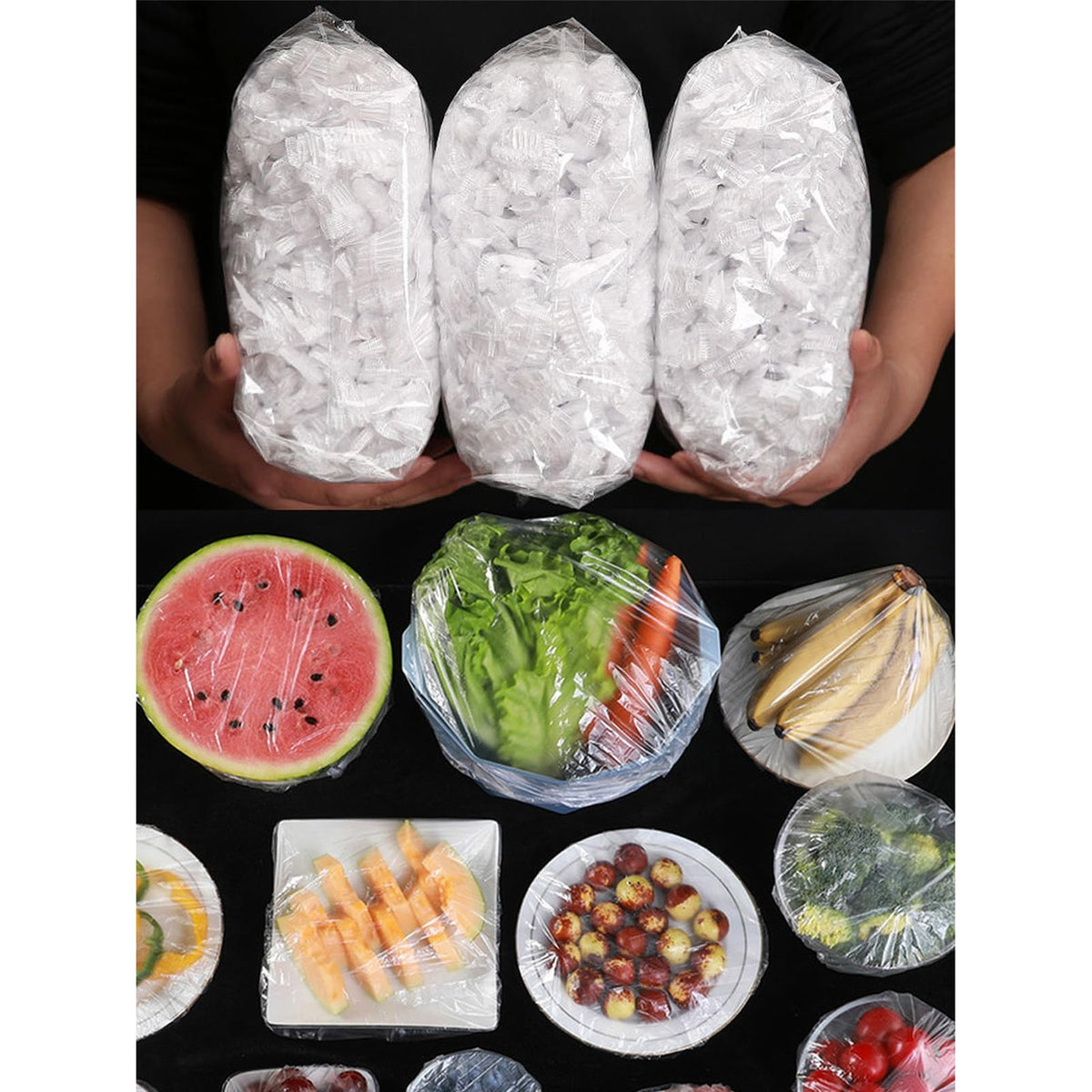 Premium imported elastic food covers for storage, perfect for preserving freshness of fruits and vegetables. Available at Curat Cart.