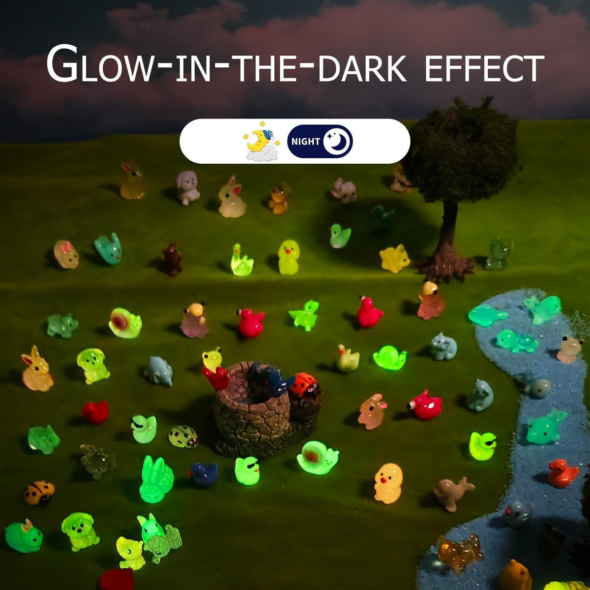 Explore premium imported mini resin animal figurines glowing in the dark, perfect for collectors at Curat Cart.