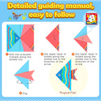 Curat Cart's Origami Paper Kit for Kids includes easy-to-follow instructions for creating colorful paper fish. Perfect for fun learning.