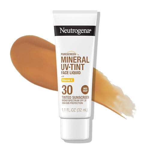 Buy now Neutrogena Purescreen+ Tinted Sunscreen for Face with SPF 30, Broad Spectrum Mineral Sunscreen with Zinc Oxide and Vitamin E, Water Resistant, Fragrance Free, Medium Deep, 1.1 fl oz at indiglob india