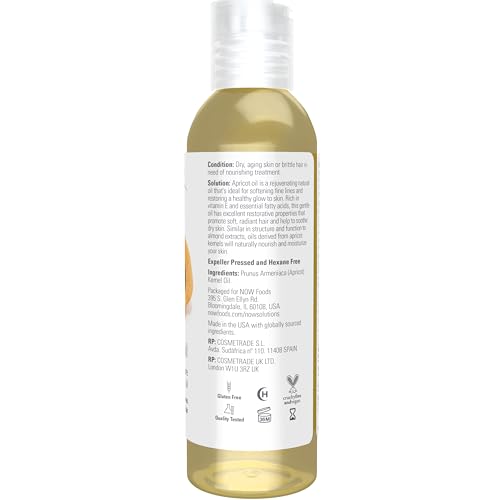 Buy now NOW Foods Solutions, Apricot Kernel Oil, Hair Moisturizer, Rejuvenating Skin Oil, Softens Fine Lines, 4-Ounce at indiglob india