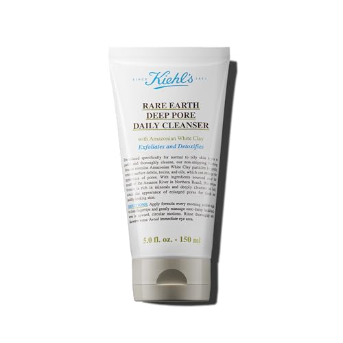 Buy now Kiehl's Rare Earth Deep Pore Daily Cleanser, Gentle Exfoliating Face Wash for Oily Skin, Detoxifies & Exfoliates Skin, Minimizes Pores, with Amazonian White Clay, Fragrance-free - 5 fl oz at indiglob india
