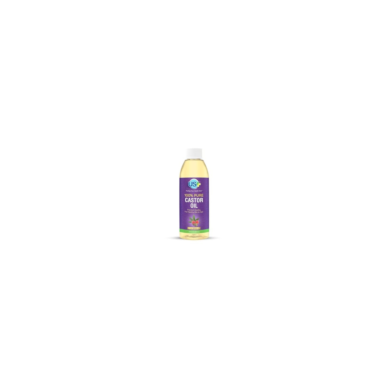 Buy now US+ 10oz 100% Pure Castor Oil - Cold-pressed, Unrefined, Hexane-free - USP Grade - Premium Quality for Healthy Skin & Hair at indiglob india