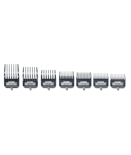 Buy now Andis Master Series Premium Hair Clipper Attachment Comb Set, Clipper Guards Cutting Guides with Metal Clip, Black, 7 Count at indiglob india