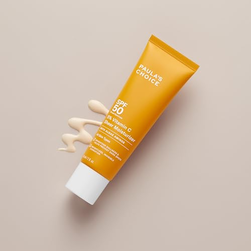 Buy now Paula's Choice 5% Vitamin C Sheer Sunscreen for Face, SPF 50 Face Sunscreen, Moisturizing, Lightweight Invisible, Prevents Dark Spots, No Cast, All Skin Types, UVA/UVB Protection, Fragrance-Free, 2oz at indiglob india