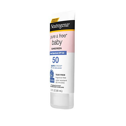 Buy now Neutrogena Pure & Free Baby Mineral Sunscreen Lotion with Broad Spectrum SPF 50 & Zinc Oxide, Water-Resistant, Hypoallergenic & Tear-Free Baby Sunscreen, 3 fl. oz, 3 pk at indiglob india