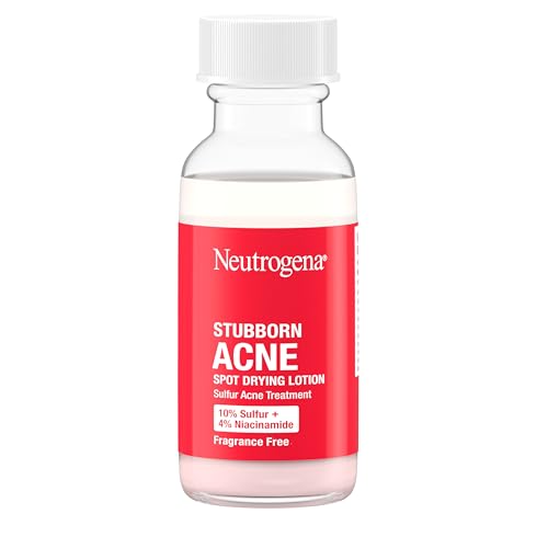 Buy now Neutrogena Stubborn Acne Spot Drying Lotion, Fragrance-Free Sulfur Acne Treatment Clears Acne By Drying Up & Shrinking Pimples, Paraben- & Oil-Free, 10% Sulfur & 4% Niacinamide, 1.0 fl. oz at indiglob india