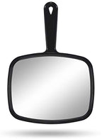 Buy now PROTECLE Hand Mirror, 10.3" L x 7.4" W Salon Barber Hairdressing Handheld Mirror with Handle, Square Black at indiglob india