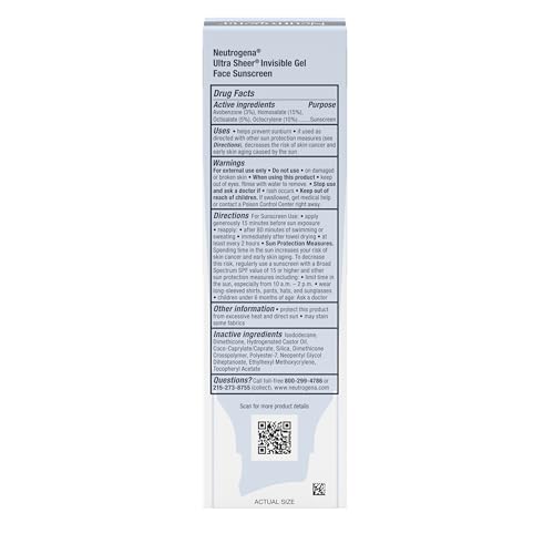 Buy now Neutrogena Ultra Sheer Invisible Gel Face Sunscreen SPF 40, Facial Sunscreen & Moisturizer, Vitamin E, Matte Finish, Makeup Primer, Travel Size, 80 Minutes Water-Resistant, 1.7 oz at indiglob india