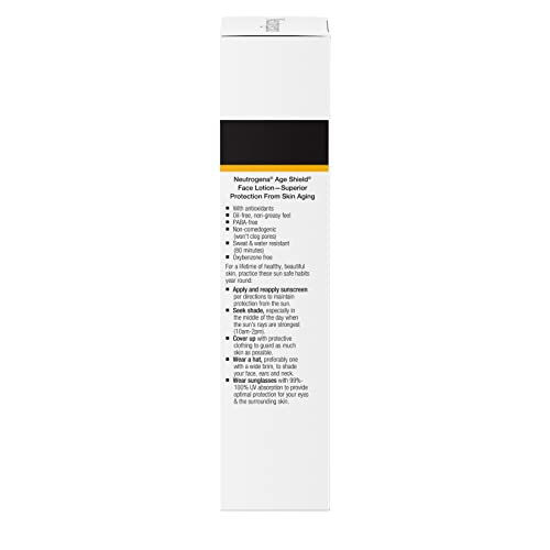 Buy now Neutrogena Age Shield Face Oil-Free Sunscreen Lotion with Broad Spectrum SPF 70, Non-Comedogenic Moisturizing Sunscreen to Help Prevent Signs of Aging, PABA-Free, 3 fl. oz. at indiglob india