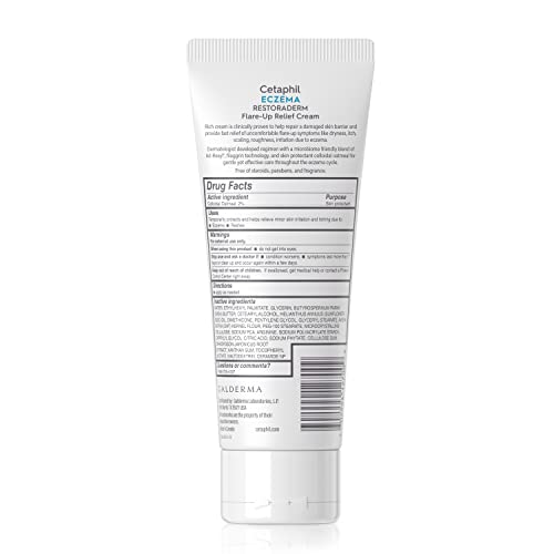 Buy now CETAPHIL ECZEMA RESTORADERM FLARE-UP RELIEF CREAM, For Eczema Prone Skin, 8 oz, Barrier Repair, 48 Hour Hydration, 2% Skin Protectant Colloidal Oatmeal, Steroid Free at indiglob india