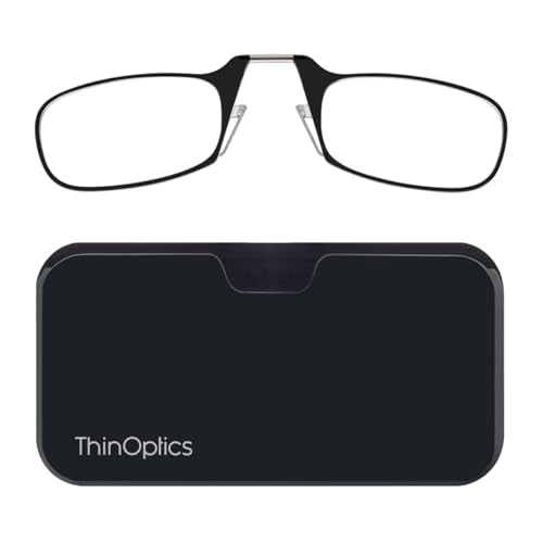 Buy now ThinOptics unisex-adult Reading Glasses + Black Universal Pod Case | Black Frames, 2.00 Strength Readers Black Frames / Black Case, 44 mm at indiglob india