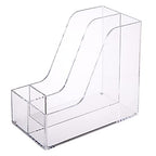 Buy now SANRUI Acrylic File Organizer with Pencil Holder Multi-Functional Clear Desk Accessories Organizer with 2 Slot Magazine Book Sorter Holder , 3 Compartments at indiglob india
